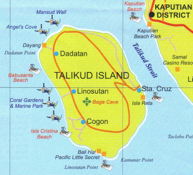 Карта, остров   Таликуд, Филиппины