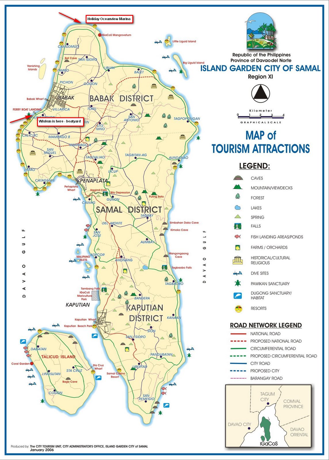 Карта,острова Самал и Таликуд, Филиппины